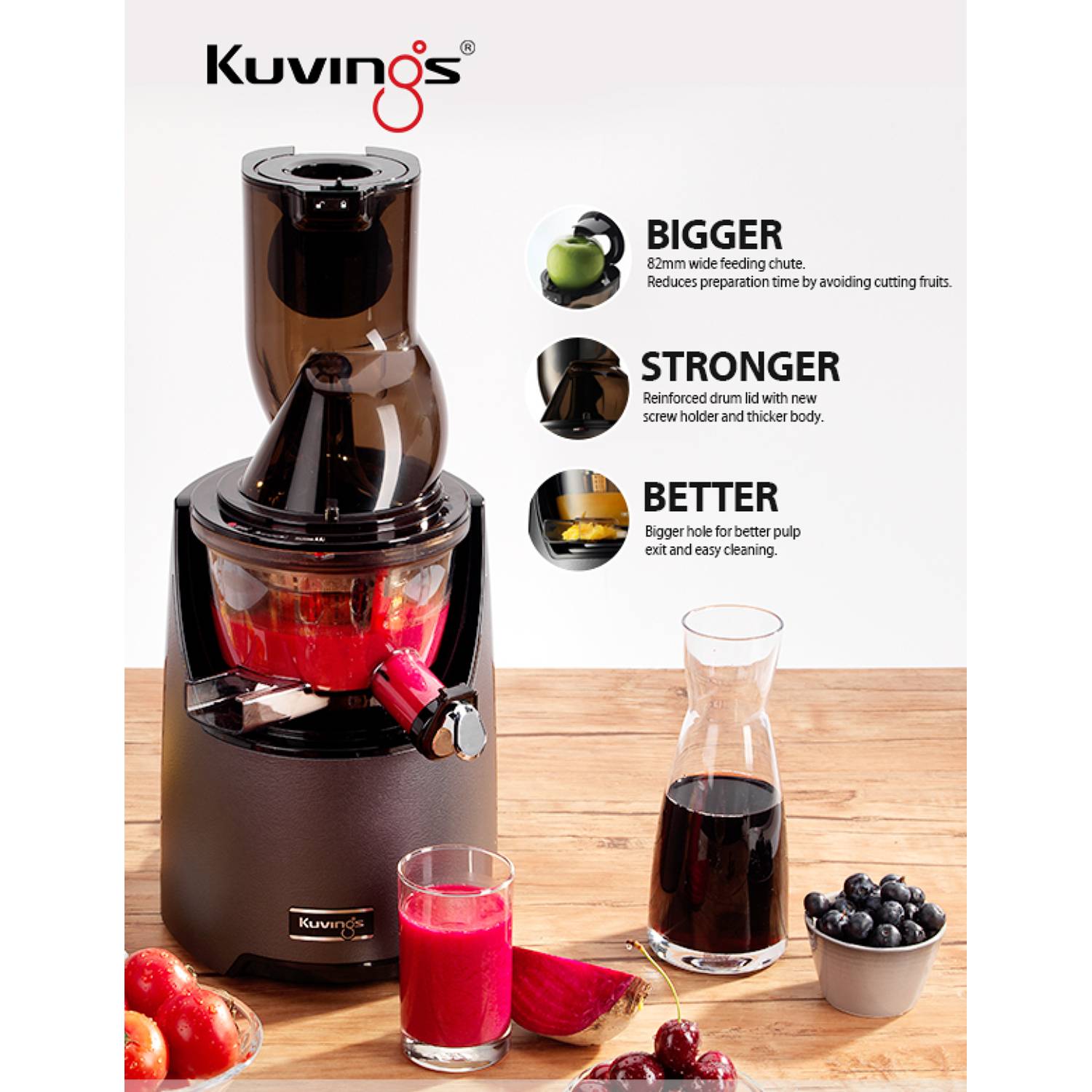 Kuvings EVO820 Whole Slow Juicer with Dual Feeding Chute for Cold